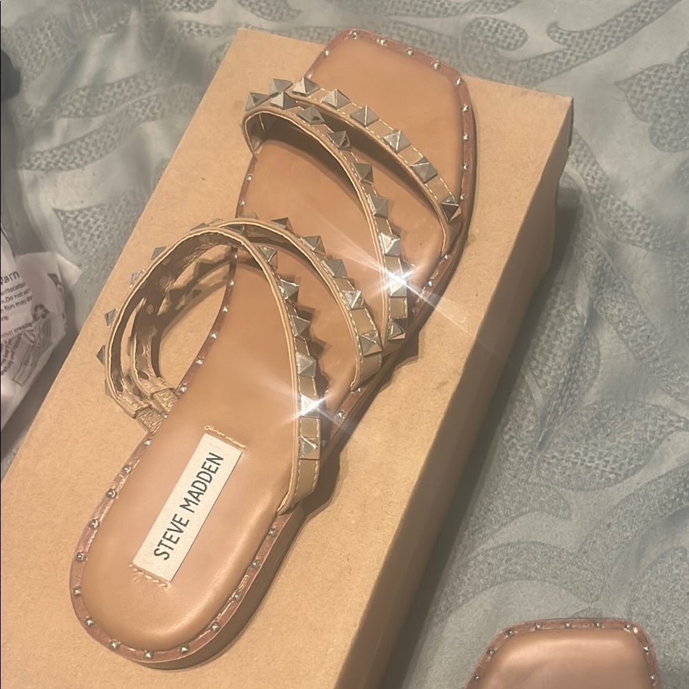 Steve Madden Tan Studded Sandals